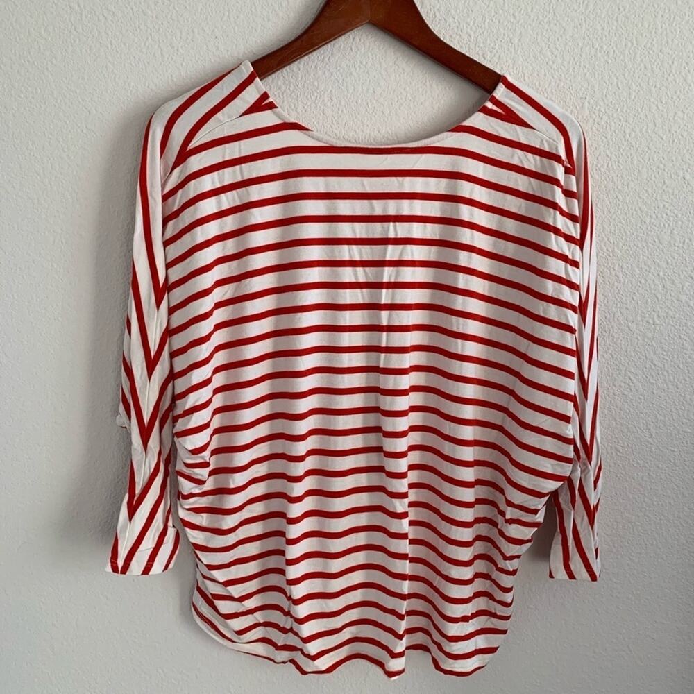 Rachel Pally Red Cream Drape Style Back Opening Top Shirt Blouse Small